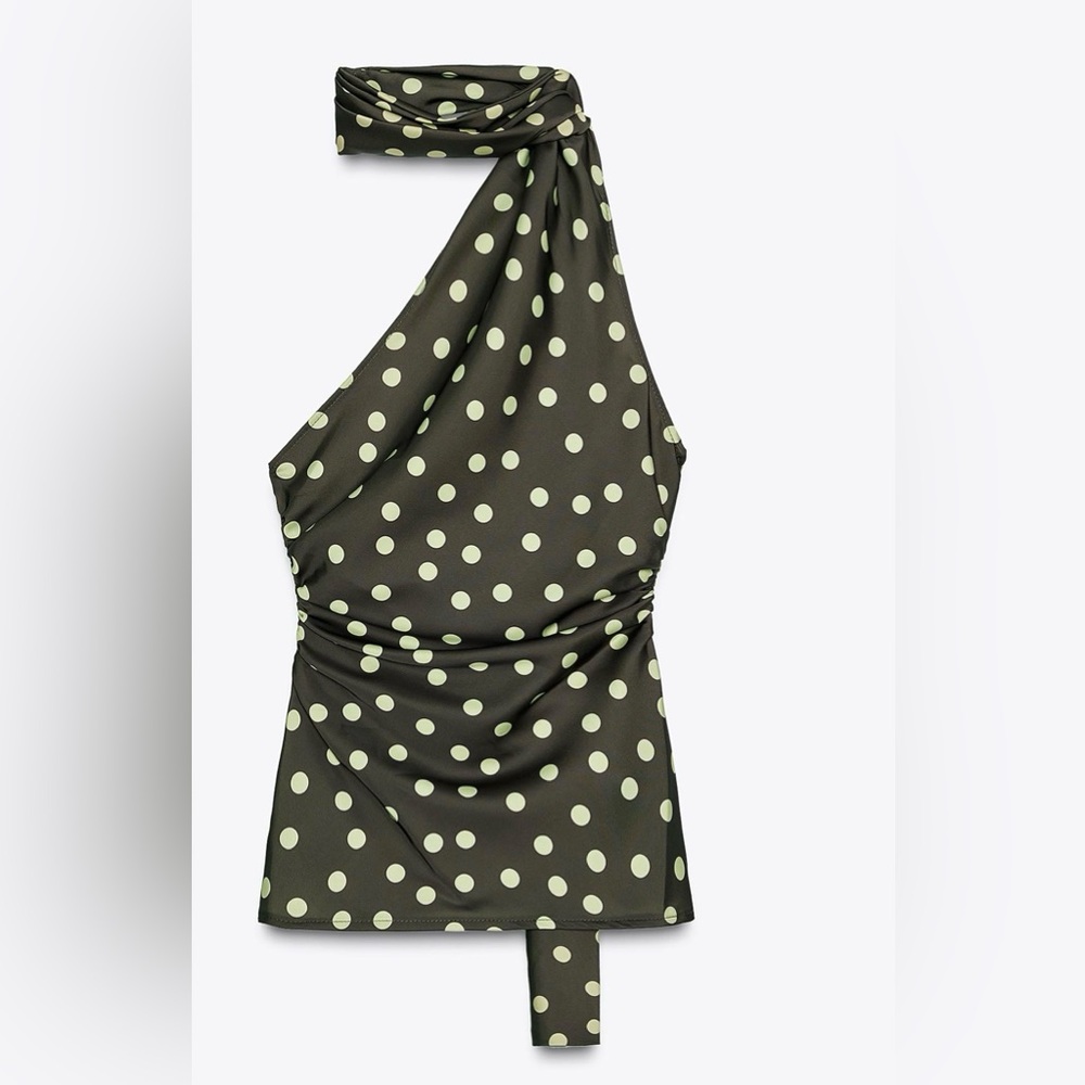 Zara Polka Dot Halter Top - Black and White